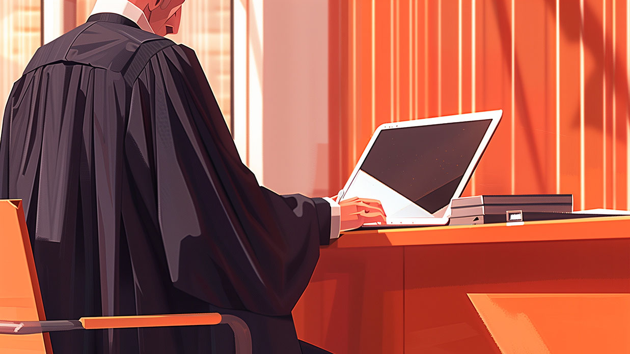 Barrister using a laptop